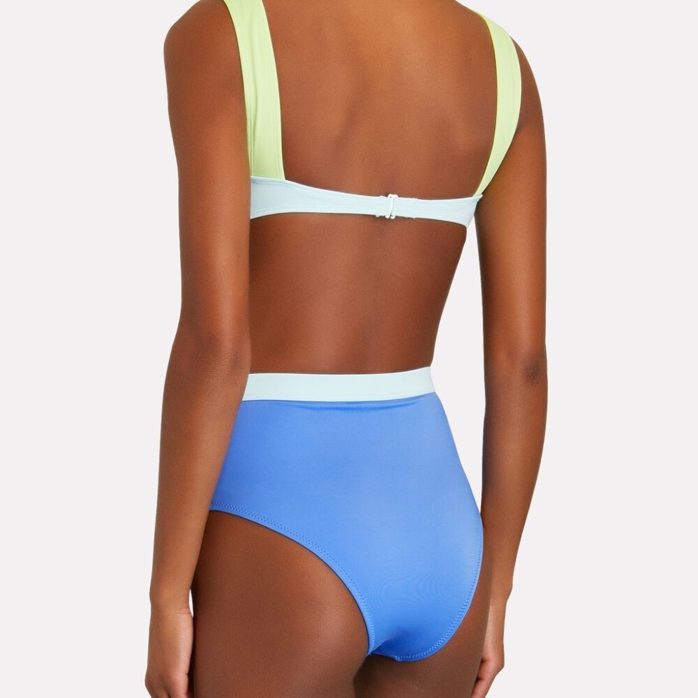 Anthropologie Solid & Striped Lilo Blue Green Color blocked Bikini top MEDIUM - Picture 2 of 11